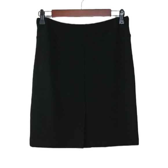 Boston Proper Black Ribbed Stretch Knit Back Slit Mini Skirt Size XS - Picture 2 of 7